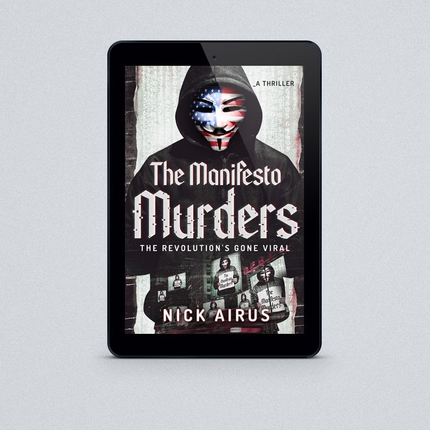 Cover Book per "the manifesto murders" di Nick Airus - progetto copertina libro di CirceCorp Design